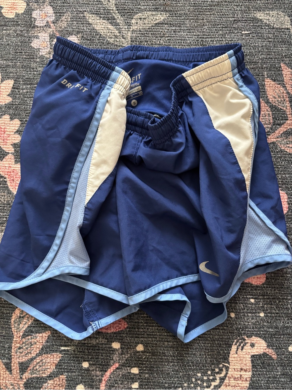 Nike Navy and Light Blue Athletic Running Shorts